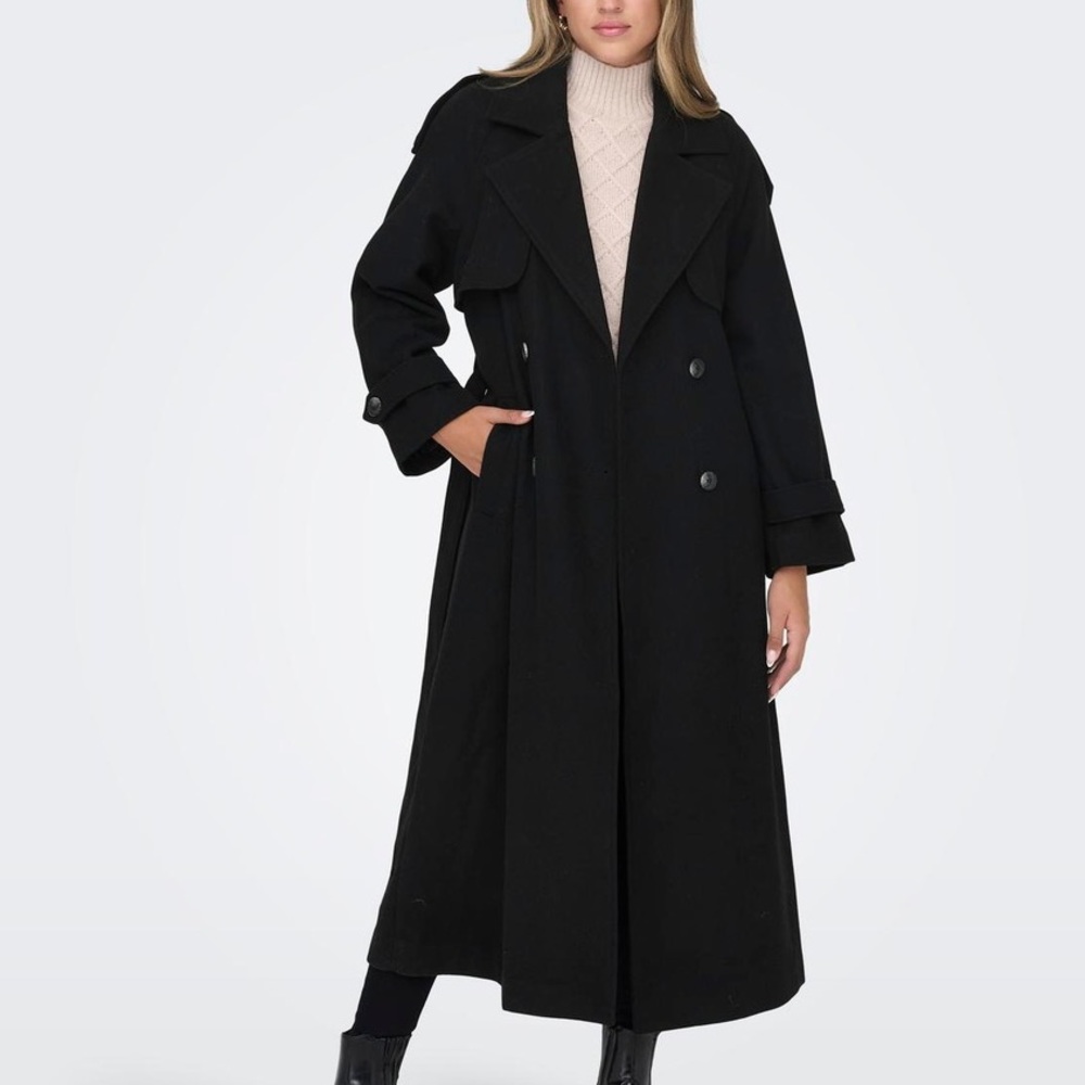LIFE Long Black Trench Coat (OS)